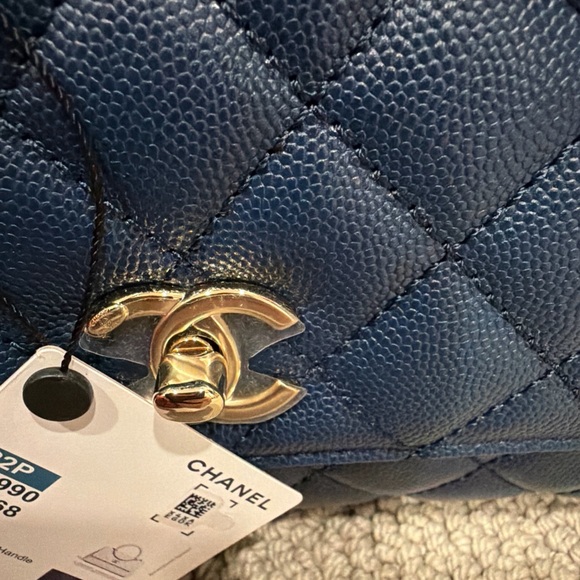 Chanel Dark Blue top handle flap bag satchel NWT - Picture 9 of 11